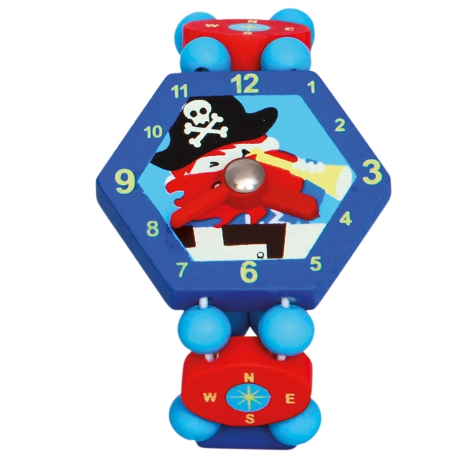 Orologio pirata blu in legno Bino