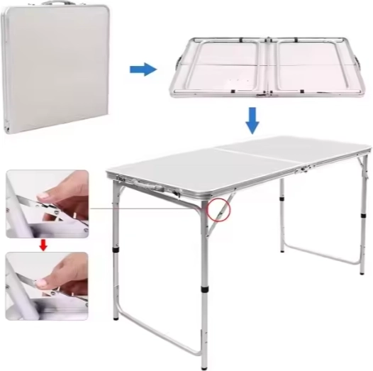Tavolo da campeggio pieghevole in alluminio 120x60 cm