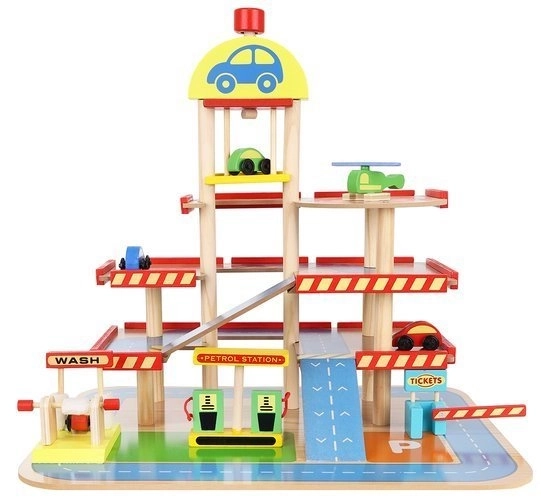 Garage parcheggio in legno per bambini