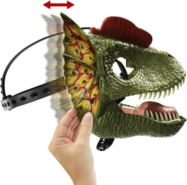 Maschera Dilophosaurus Jurassic World con suoni ed effetti d'acqua