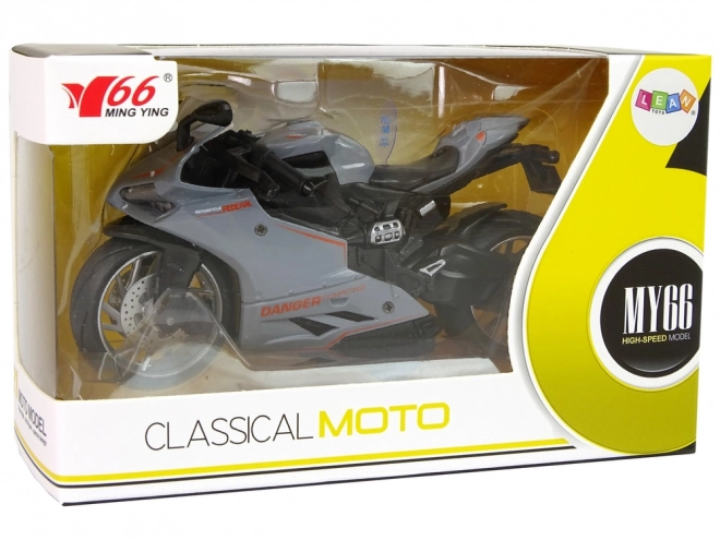 Motociclo Sportivo Grigio con Strisce Arancioni