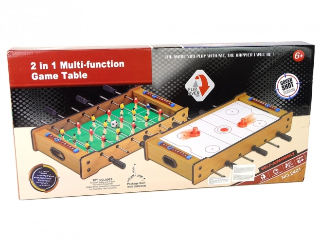 Tavolo in legno 2 in 1 Calciobalilla e Air Hockey