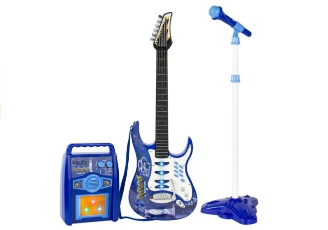 Chitarra elettrica blu per bambini con microfono e amplificatore