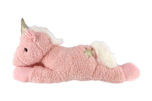 Unicorno di peluche rosa sdraiato 80 cm