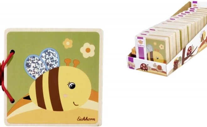 Libriccino illustrato in legno per bambini, 8 pagine, 8 × 8 cm