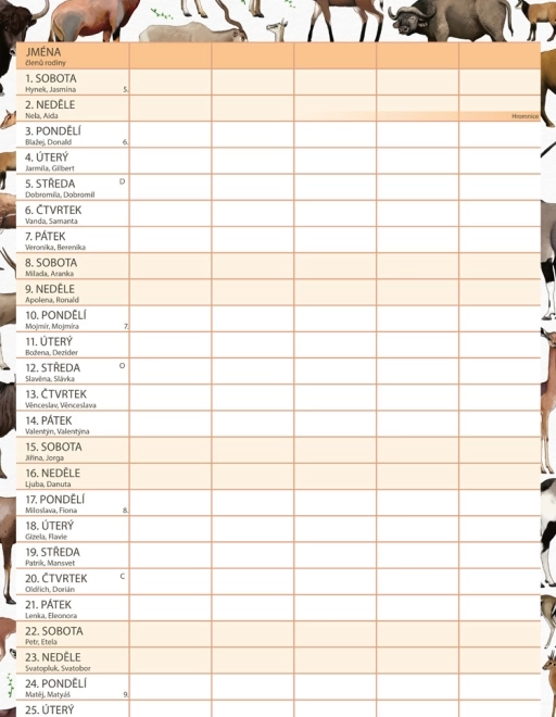 Calendario pianificatore familiare Animalium 2026