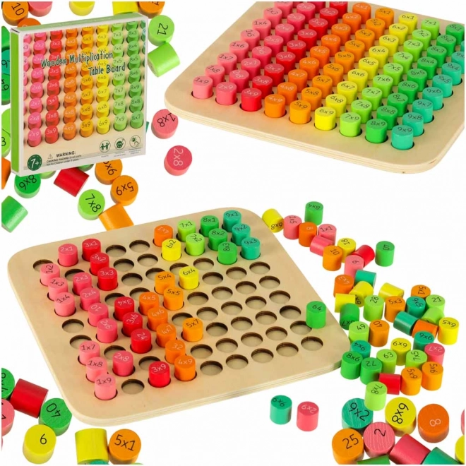 Tabella educativa di moltiplicazione in legno – cubetti colorati