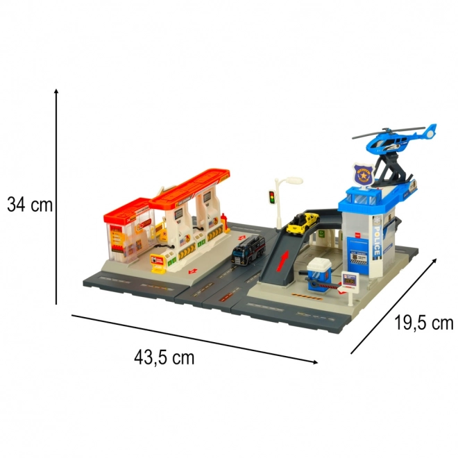 Set stazione di servizio e parcheggio per bambini