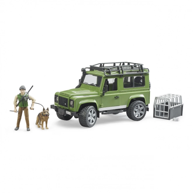 Land Rover Defender con Figurine Cacciatore e Cane di Bruder