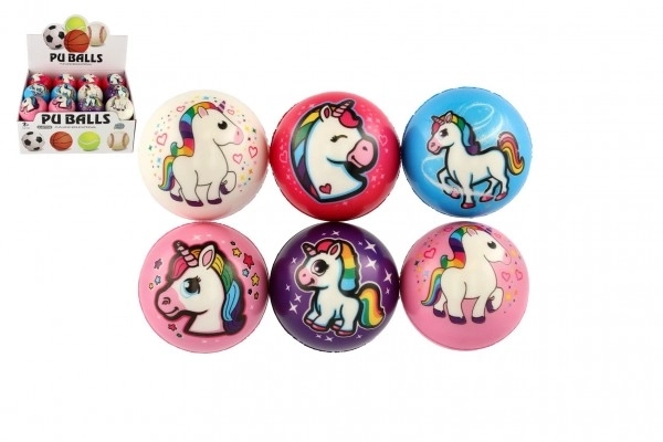 Palla unicorno in schiuma 8cm set di colori assortiti