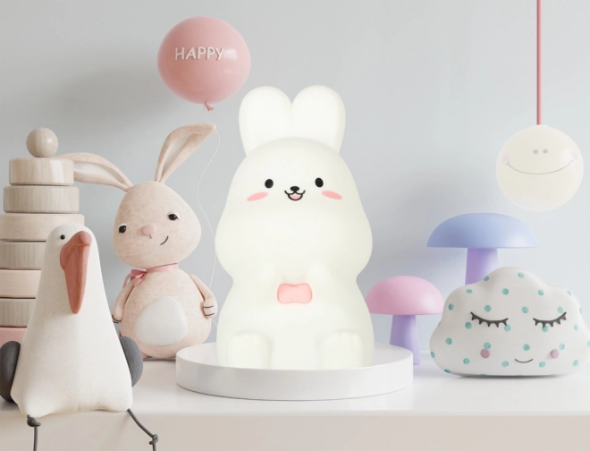 Lampada Notturna per Bambini in Silicone LED Coniglio Bianco e Rosa