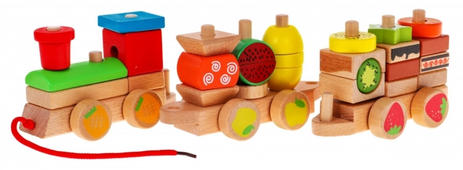 Locomotiva in legno con sorter per bambini 3+ Gioco sensoriale + 27 blocchi