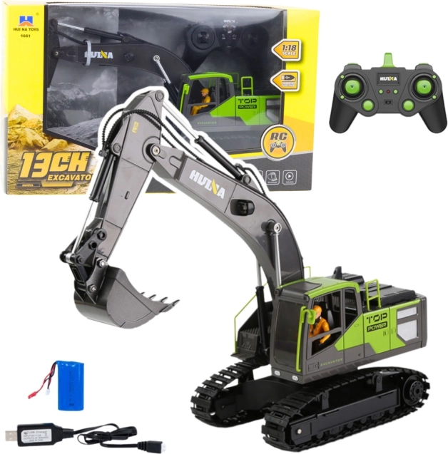 Escavatore cingolato RC HUINA 1:18 verde