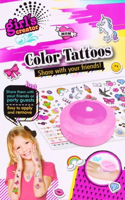 Set di tatuaggi lavabili per bambini 3+ anni, disegni colorati e accessori