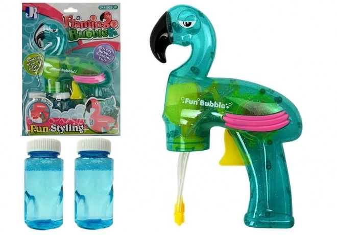 Pistola sparabolle di sapone fenicottero blu