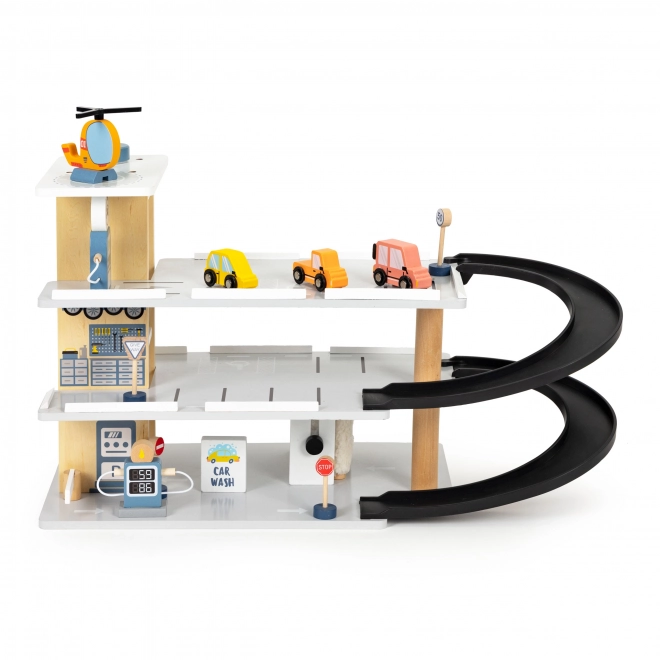 Garage in legno con ascensore e macchinine ECOTOYS