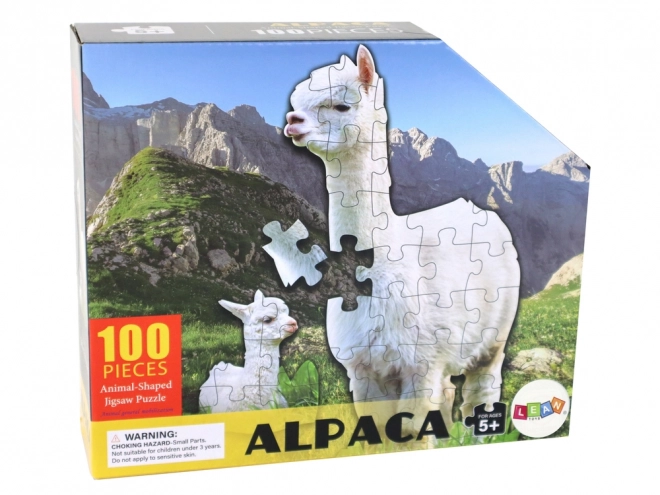 Puzzle 100 Pezzi Tema Alpaca Bianca Animali