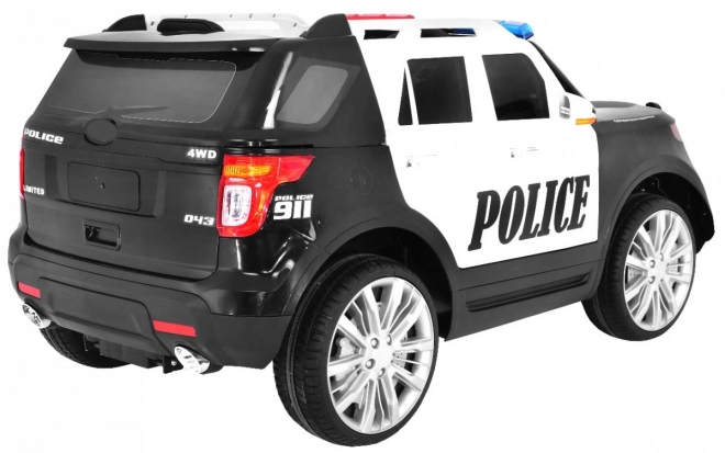 SUV per bambini con batteria della polizia + sirene + luci + megafono + telecomando + avvio lento + EVA + adesivi