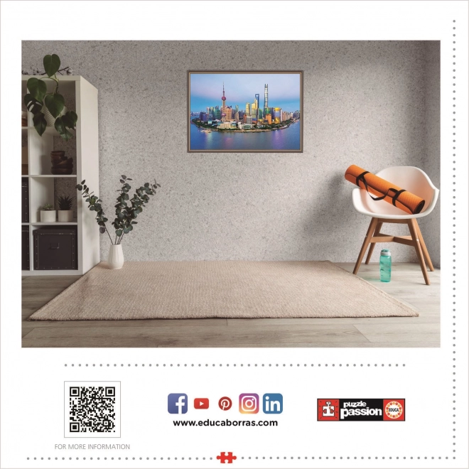 Puzzle Panorama Shangai al Tramonto 1000 Pezzi