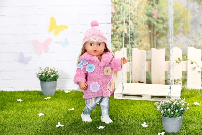 Completo rosa BABY born con pelliccia per bambola