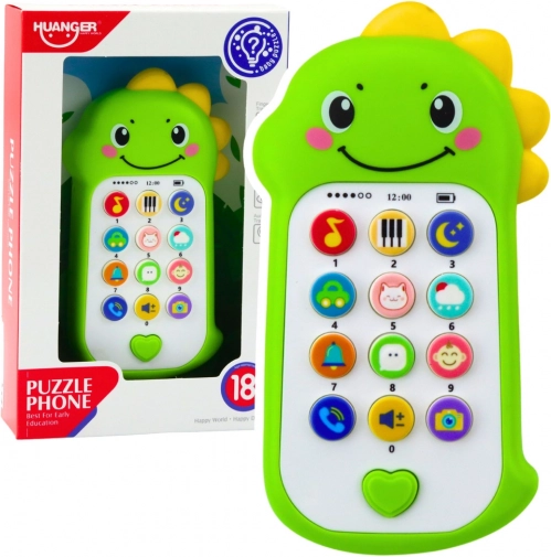 Telefono interattivo per bambini a forma di dinosauro verde