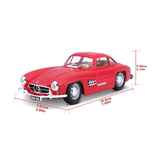 Modellino di Auto Mercedes-Benz 300SL Rosso in Scala 1:24