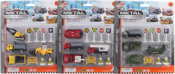 Set di auto in metallo con segnali