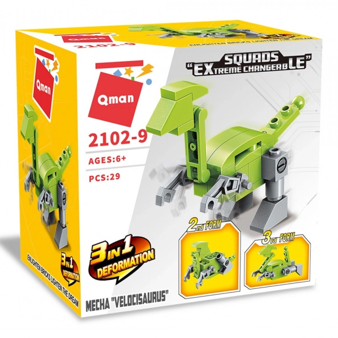 Qman Squros Cambiaforme Estremo Robot Velocisaurus 3 in 1