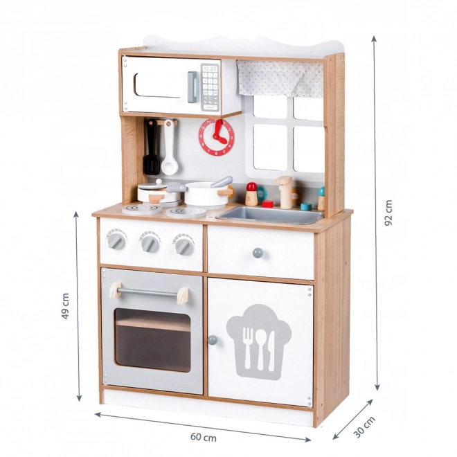 Cucina giocattolo in legno per bambini con accessori Ecotoys