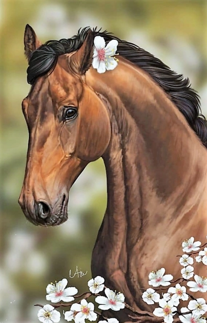 Pittura Diamante Cavallo con Fiori