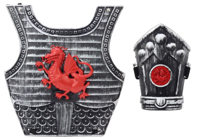 Imponente armatura con emblema del drago