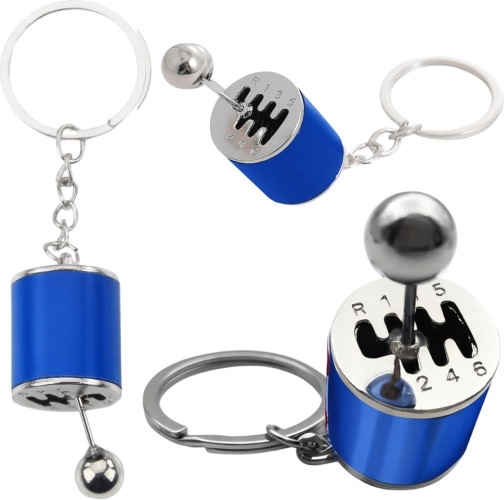 Portachiavi in metallo a forma di cambio manuale – blu