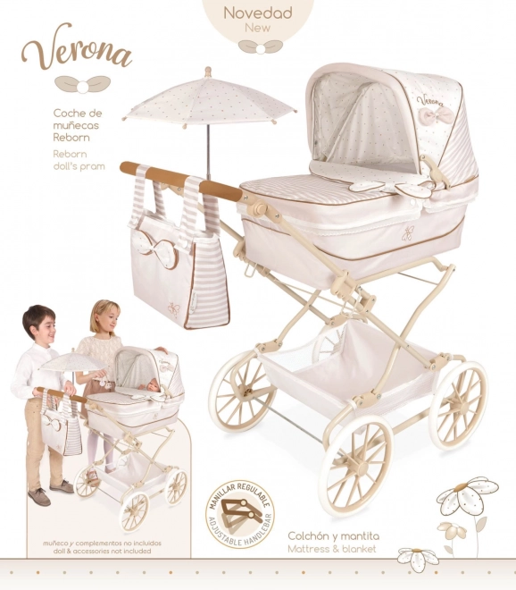 Passeggino pieghevole per bambole Reborn con parasole e accessori Verona