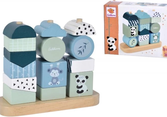 Gioco di impilamento panda – puzzle in legno, 15 pezzi