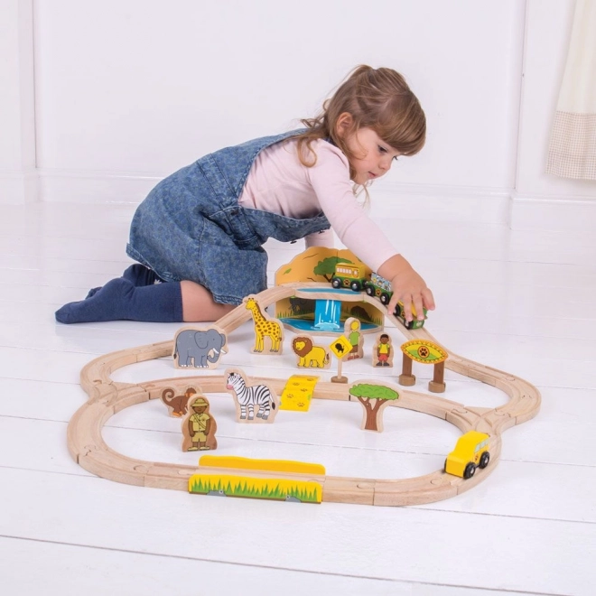 Bigjigs Rail pista di treni in legno Safari