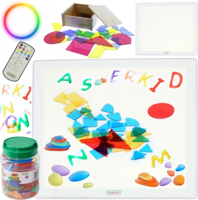Masterkidz Pannello luminoso LED quadrato colorato + set di accessori