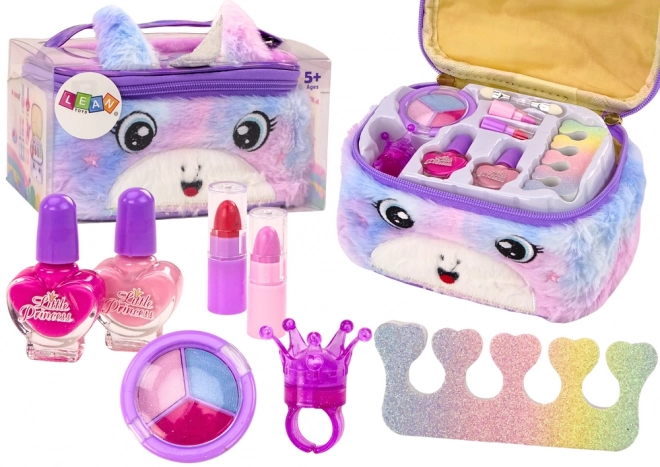 set di bellezza unicornio con beauty case in peluche