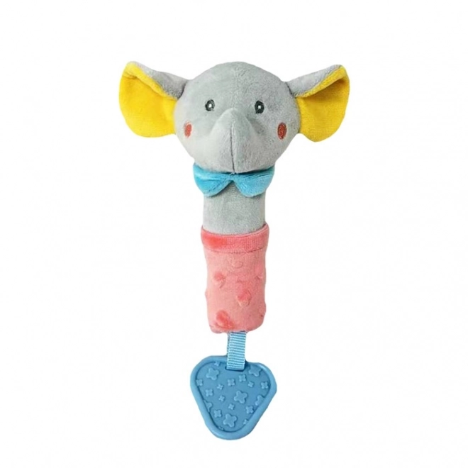 Giocattolo sonoro elefantino pesca e grigio 17 cm