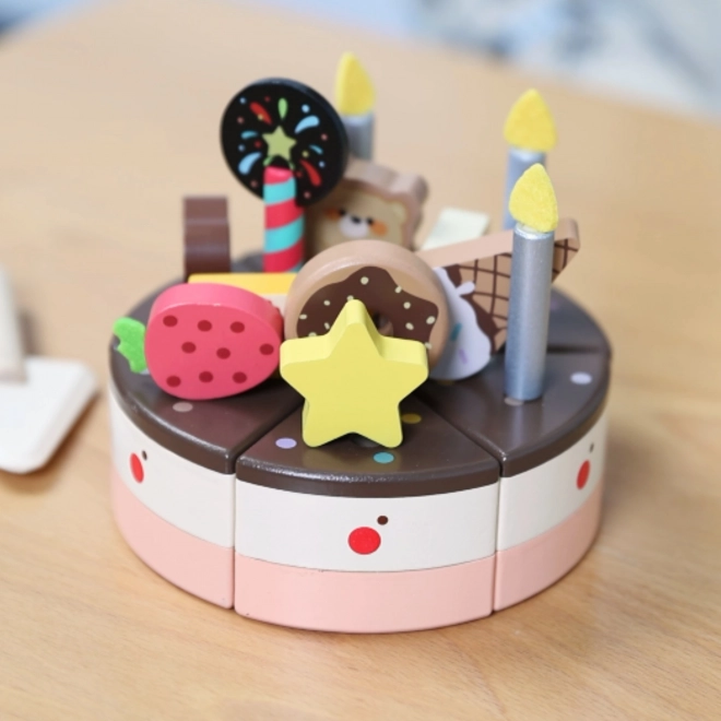 Torta di compleanno in legno da tagliare 19 pezzi