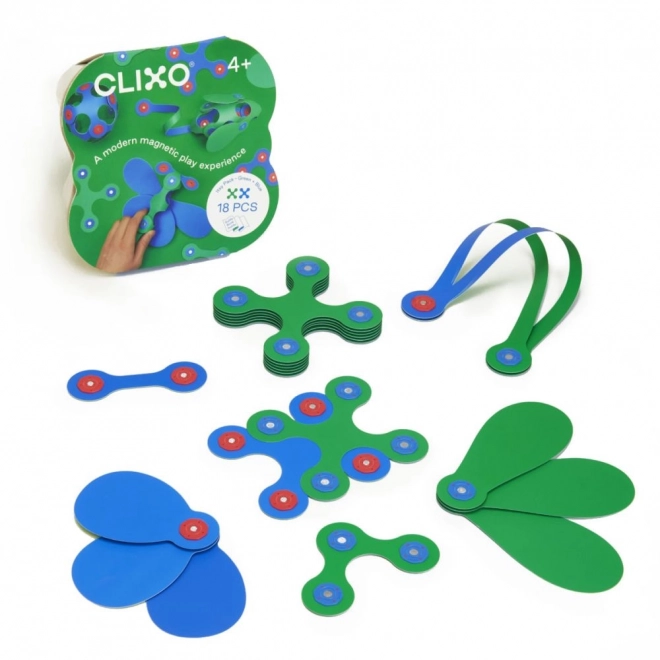 Clixo Itsy verde e blu - set magnetico flessibile 18 pezzi