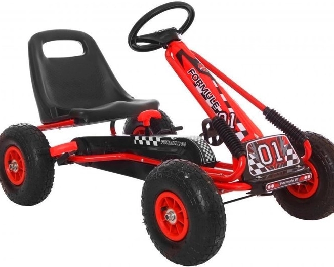 Kart a pedali + Pneumatici gonfiabili + Sedile regolabile – Rossa