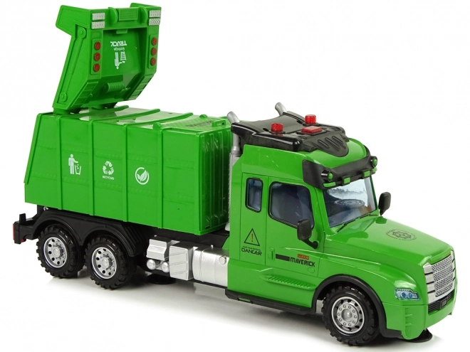 Camion della spazzatura telecomandato con luci e suoni verde