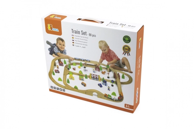 Pista dei treni in legno 90 pezzi