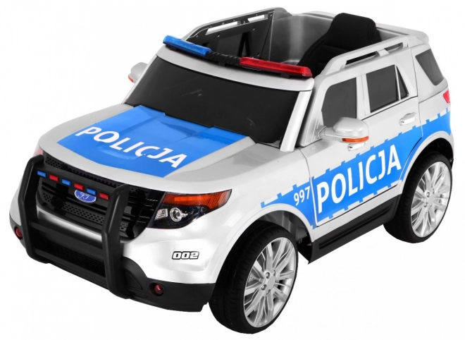 Auto della polizia SUV per bambini a batteria + sirene + luci + megafono + telecomando + avvio lento + EVA + adesivi
