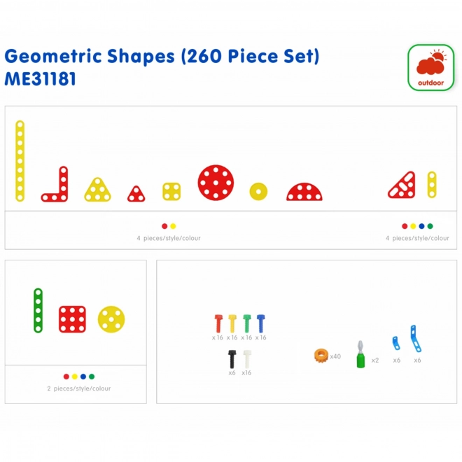 Set di forme geometriche per pannelli a parete STEM 260 pezzi