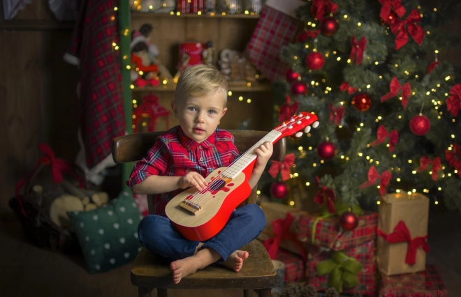 Chitarra in legno con plettro per bambini