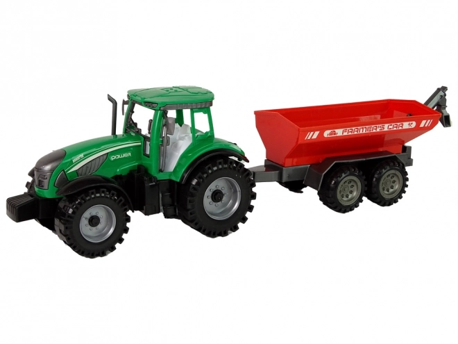 Trattore Verde con Rimorchio Rosso a Frizione