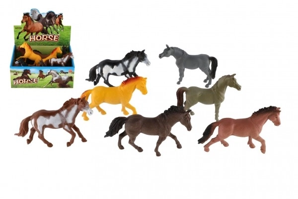 Cavallo in plastica 13-15cm colori assortiti 12 pezzi in scatola