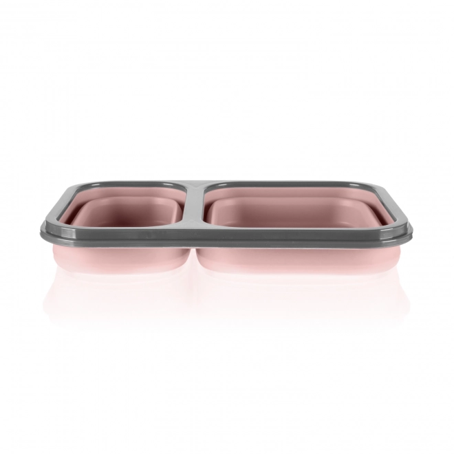 Scatola porta pranzo in silicone con posate Old Pink grande