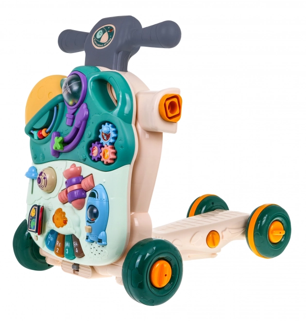 Giocattolo Interattivo 5 in 1 per Bambini 18m+ Passeggino, Cavalcabile, Scooter, Tavolino, Lavagna Sensoriale